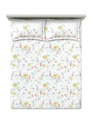 Image of DDECOR Live Beautiful 100% Cotton 145TC Floral King Bedsheet with 2 Pillow Covers | Rotary Printed Breathable Fabric | 224 CM X 254 CM | Luxury Bedding for Home | Cresta Collection | Golden Mist