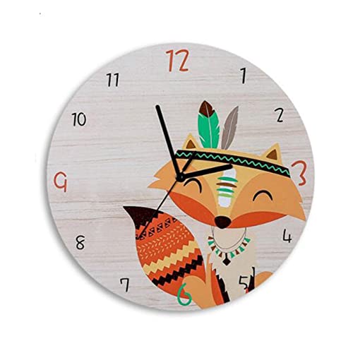 Horloge murale de chambre d'enfant design rond en bois chaleureux