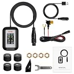 Vasiumic Wireless TPMS Tire Pressure Monitor with Dual Display and Smartphone APP, USB or 12V ACC, IP67 Waterproof, Accurate ±0.1 Bar Readings, Compatible with Car and Truck Tire Accessories