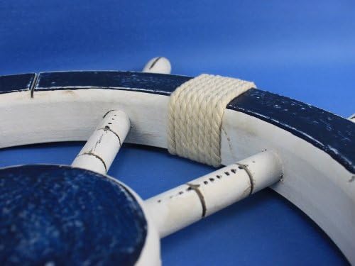 Hampton Nautical Rustic Dark Blue Ship Wheel, 18"