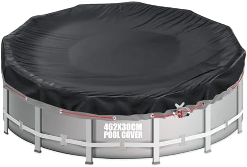 Aipwerer Poolabdeckung Rund 460, 420D Oxford Ø462cm für 428-460cm Pool | schwarze Ösen, reißfest, Sommer & Winter, für INTEX & BESTWAY Pools, schützt vor Regen & Staub