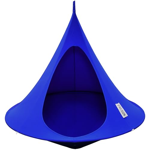 Image of Double Cacoon Hanging Chair for Two - Cozy Indoor /Outdoor Hammock with Polyester Canvas, 440 lb Capacity, Includes 18ft Rope & Carabiner