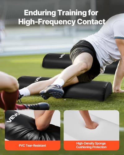 VEVOR Fußball Tackling Dummy PVC Step-Over-Dummy, hochdichtes Schwamm-Blocking-Pad (1080 x 310 x 155 mm), robuste Trainingsdummies mit Griffen, ideal für Beinarbeitsübungen, Sporttraining, 2 STK.