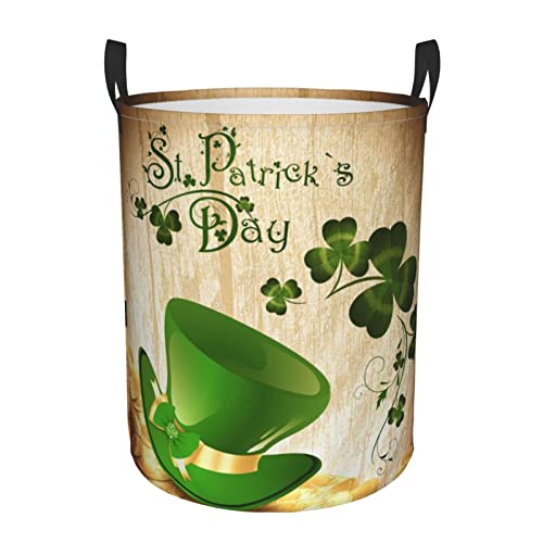 Cesta de lavandería plegable para el día de San Patricio, con asas, cesta de ropa sucia, plegable, bolsa de lavandería, cesta de almacenamiento redonda, S