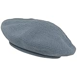 LOEVENICH Sommer Damenmütze | Baskenmütze | Wollmütze für Frauen - aus 100% Baumwolle - fein gestrickt, besonders leicht & faltbar – One Size (Denim)