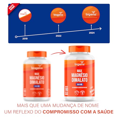 Bio Magnésio Dimalato vegano, alto teor, Biogens, Kit 3 x 60 capsulas