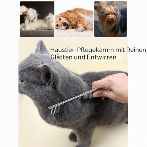 JDXun 1 Stück Haustierkamm mit Abgerundet Zähne (19 * 3.3cm)
