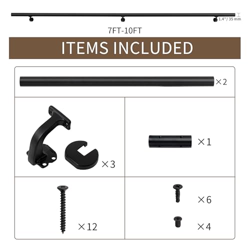 8 FT for Indoor Stairs,Deck,Slope,Modern Aluminum Handrail Set, Wall Mounted, with Zink-Alloy Brackets Aluminium Railing System,Rust Free. (Matte Black, 8 FT) by QDMXJF - Image 3