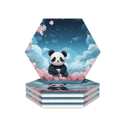 Dessous de verre protection de table céramique absorbant panda rose
