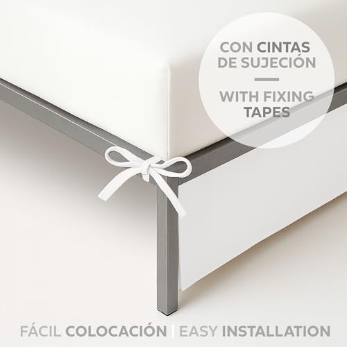 Miniatura 4 de Easycosy Cubre Canapé Para Somier Atenea Faldón Cubrecanapé Cama 150x190 200 Cm Protector Base Canapé Ajustable Tejido Color Blanco Elegante Y Lavable