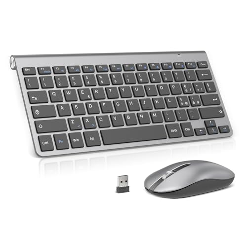 PINKCAT Tastiera e Mouse Wireless 2.4G Grigio