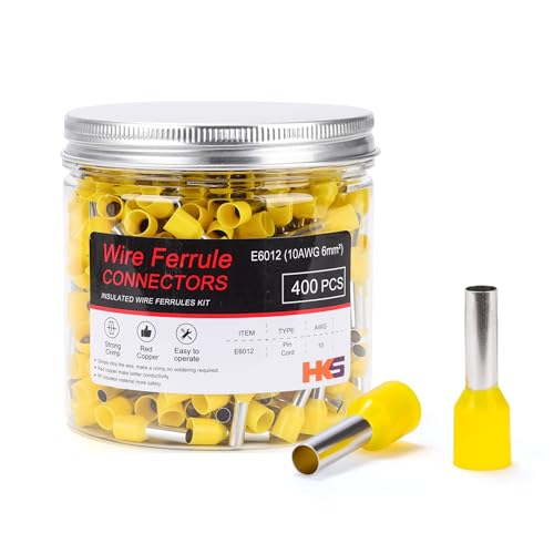 Terminales de virolas aisladas HKS amarillas para fijar cables de cobre de 6.0mm²
