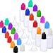 Tatuo 12 Pieces 30 ml/ 1 Ounce LDPE Plastic Thin Tip Droppers Empty Bottle Squeeze Bottle Dispense in Mixed Color with 5 Pieces Funnel for E-liquids DIY Craft
