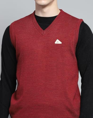 Image of Monte Carlo Men Regular Fit Sleeveless Solid V Neck Winter Sweater (Pack of 1)