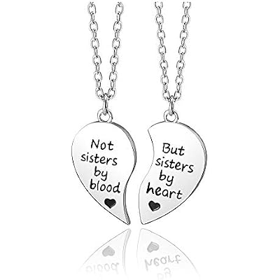 Jovivi Silver Tone Alloy BFF Necklace for 2-5 Best Friends Matching Heart Pendant Friendship Necklaces Women Jewelry Gift