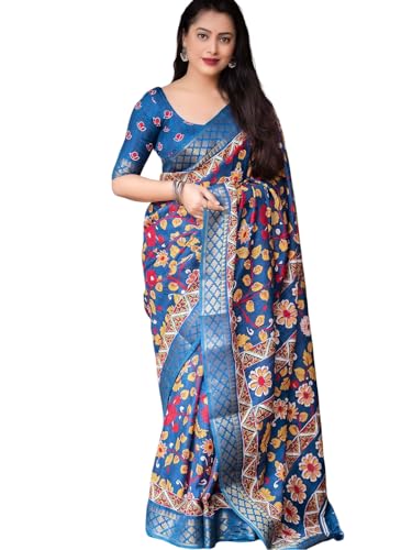 CLEVIO Floral Printed Georgette Ready to Wear Saree - 27904520-CVO
