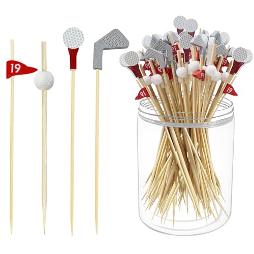 200Pcs Golf Cocktail Picks 4.7 Inch Golf Theme Toothpick Sandwich Fruit Cocktail Picks for Golf Catered Events Buffet Party Holiday Supplies Style B