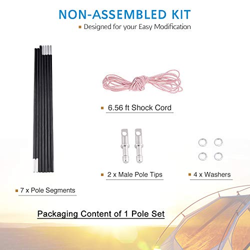 BRILLIANCE4U Aluminum Tent Pole 9ft, Tent Poles Replacement, Fits Female and Male Ends Tent, Lightweight Tent Pole Repair Kit 7001 Aluminum Alloy T6 Heated, Outer Diameter 0.33in 8.5mm, 1 Pole Pack