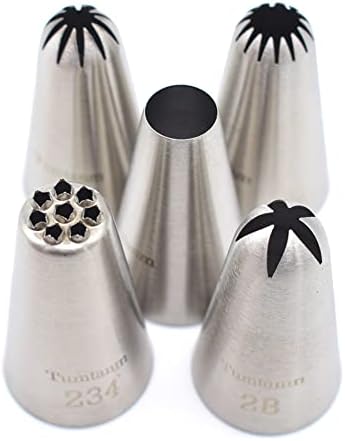 Piping Tips Large Cake Decorating Tools, 5 Pack Cake Piping Nozzles Tips Kit - DIY Icing Nozzle Tool for Cupcakes 304