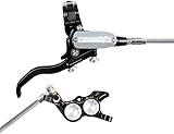 Hope EVO GR4 4-Piston Hydraulic Disc Brake Set - High-Performance Post Mount, Braided Hydraulic Hose, Right Hand, Black/Silver, Lightweight, Adjustable Reach & Contact Point, Optimal Power for Gravity