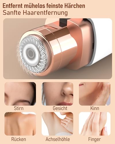 Augenbrauenrasierer & Gesichtshaarentferner für frauen: iFanzeTech Rasierer Damen, 2-in-1 Augenbrauen Trimmer und Gesichtsrasierer, Gesicht-Epilierer Damen für Augenbrauen Oberlippe Kinn Wangen 5