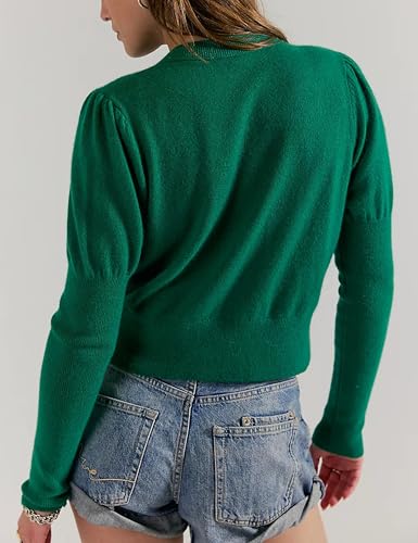 QIBABU Womens Fall Cardigans Sweater Long Sleeve Crewneck Button Down Knitted Tight Tops Outwear2