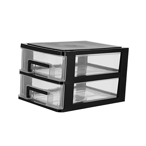 PRETYZOOM Drawer Storage Cabinet Plastic 2 Layers Closet Storage Desktop Organizer Portable
