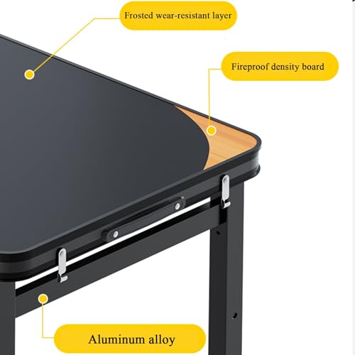 Składany stół kempingowy - lekkie aluminium i płyta MDF, regulowana wysokość, przenośny stół piknikowy do użytku wewnątrz i na zewnątrz