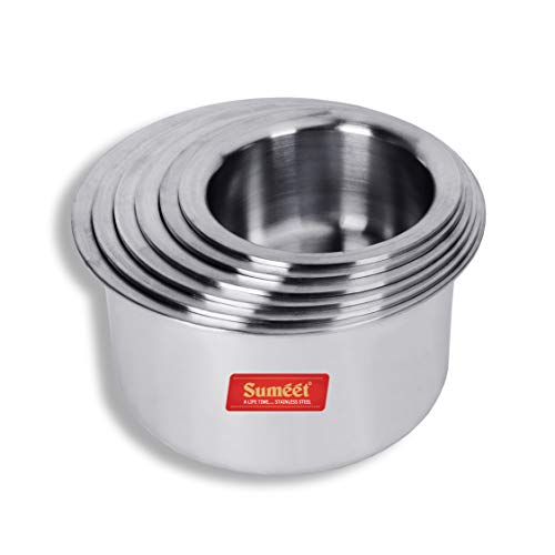 Sumeet 3mm Thick Aluminium Tope Set of 6 Pc (No. 9 to 14) Capacity 700ml to 3.2 Ltr