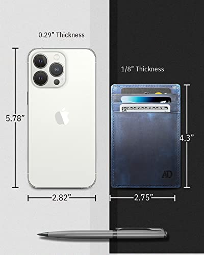 Image of Access Denied Slim Minimalist Wallets For Men & Women - Leather Front Pocket Thin Mens Wallet RFID Credit Card Holder Gifts For Men