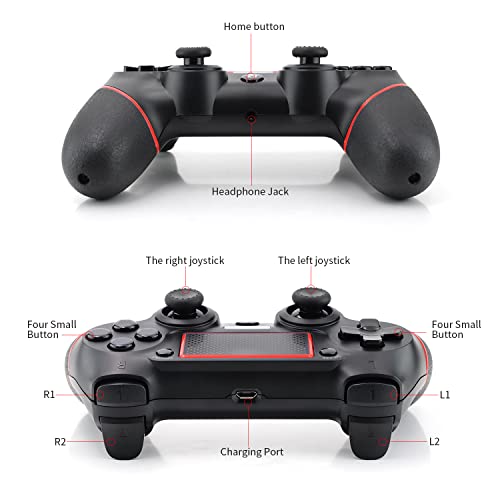 Etpark Ps4 Wireless Controller, Professional Ps4 Gamepad, Touch Panel Joypad With Dual Vibration, Instantly Timely Manner To Share Joystick (Red-Wireless) #TOP5