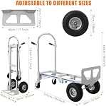 Aluminum Hand Truck, 2-in-1 Convertible Folding Dolly, 770 lbs Capacity, 55.9 x 19.7 x 44.9 Inch Heavy Duty Cart, Lightweight Yet Strong Material, Ideal for Moving and Transport