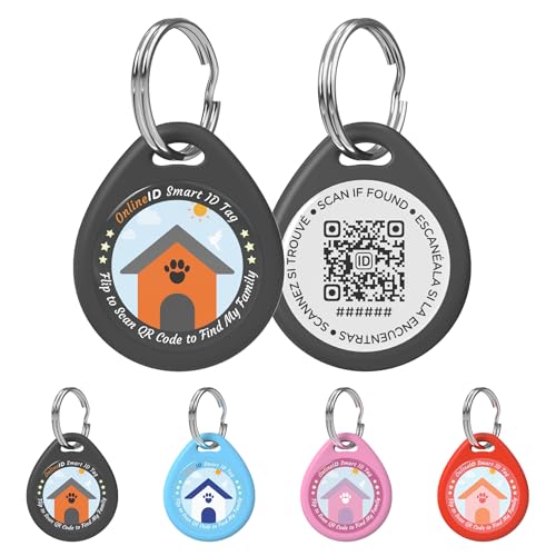1 Pack Personalized Cat Tags,QR Code Pet ID Tags with Online Profile systerm,Editable Any Names and Phone numbles,Black,S