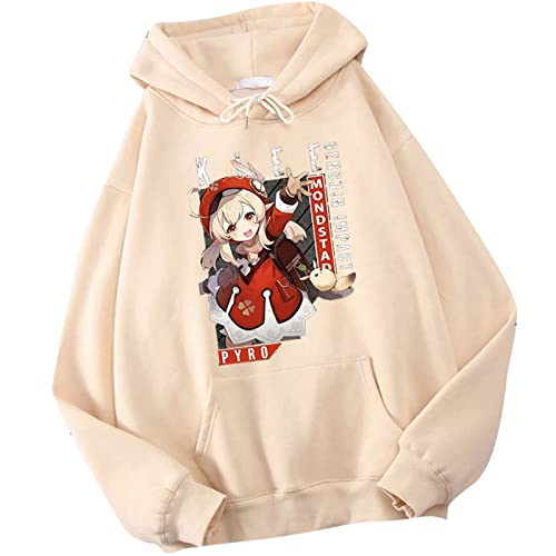 Genshin Impact Klee Sudadera con Capucha Anime Game Cosplay Genshin Impact Sudadera con Capucha Impresa Pullover Disfraz de Cosplay para Mujeres Hombres Cover