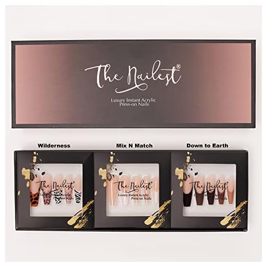 The Nailest - Gift Box 3 Set Combo - French C Curve Trio - Long Coffin Instant Luxury Acrylic Press On Nails