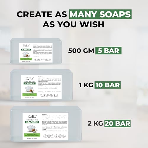 Image of Eclix Ultra Clear Moisturizing Glycerin Transparent Soap Base |100% Natural Glycerin | SLS /SLES and Paraben Free | Ideal for DIY Melts & Pour Handmade Organic Soap Making (2 kg)