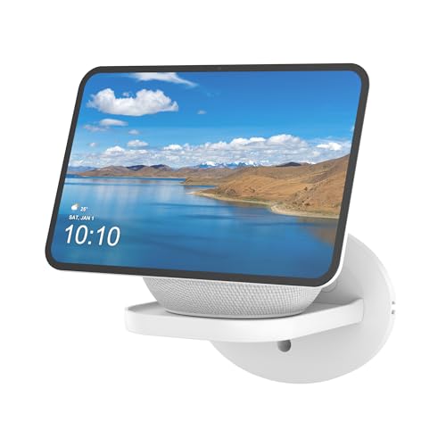 PlusAcc Soporte de Pared para Show 8 (última generación 2025) & Show 11 y Nest WiFi - Solución Que Ahorra Espacio para Todos los Altavoces de hasta 7 kg (Blanco, Lote de 1)