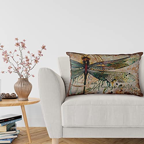 I Am Always With You Throw Pillow Case, 12 X 20 Inch, Inspirational Dragonfly Decor Cushion Cover,  Gifts For Christian Woman, Lost Memorial Gift #TOP1
