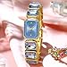 CRRJU Women Watches Fashion Luxury Wristwatches, Ladies Squartz Crystal Quartz Movement Dress Watch, Blue Dial with Gold Band (Blue)