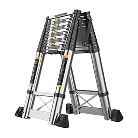 AWWXJ Telescopic Ladder Aluminum Alloy Folding Ladder Extendable One-Button Retraction For Home Office Loft 330 Pound/150 Kg (Color : Black) (Size : 13FT/13FT) Cover