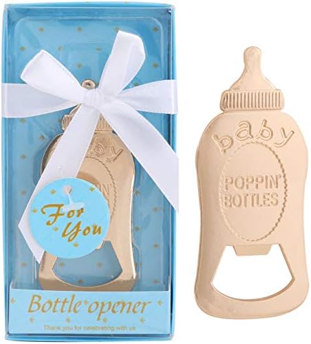 Yuokwer Pack of 12 Baby Shower Party Favor Bottle Opener Baby Shower Party Supplies Decoration Return Gift for Guest Wedding Party Souvenir for Birthday Bridal Shower (New POPPIN BOTTLES blue, 12)