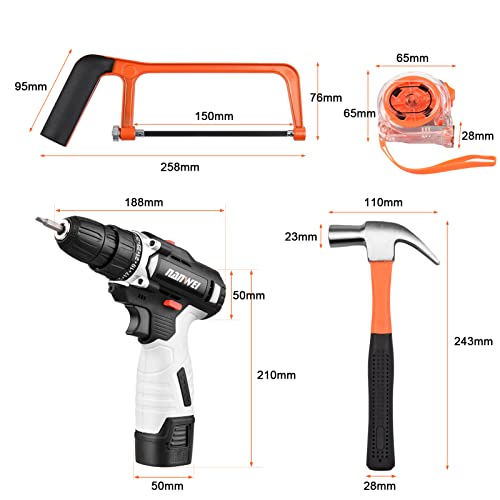 Sunydog Komplettes Werkzeugset Mehrere Elektrowerkzeugkoffer Haushalts-Handwerkzeug-Hardware-Kit 16,8 V 2-Gang Lithium… – Bild 5
