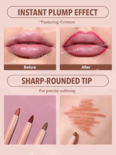 SHEGLAM Lip Liner Creamy Matte Pencil High Pigment Not Easy to Fade Silky Smooth Matte Contour Tint Lip Makeup-Neutral