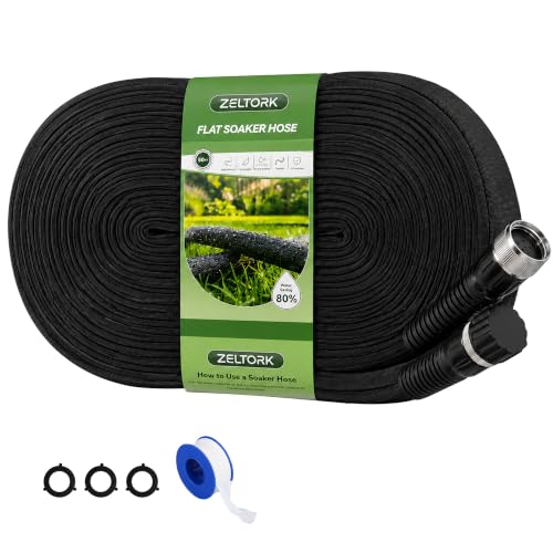 ZELTORK Flat Soaker Hose 50FT for Garden