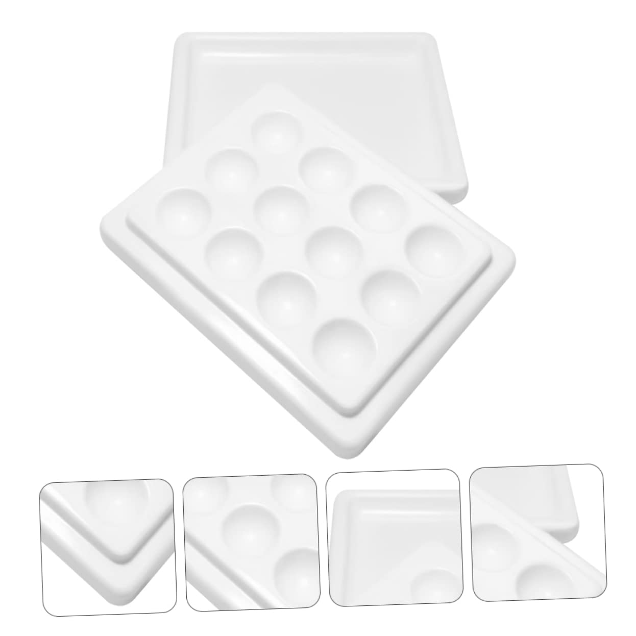 Healvian 2pièces Palette De Mélange De Couleurs Céramique Pour Manucure Compartiments Avec Couvercle Idéale Pour Nail Art Et