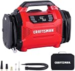 CRAFTSMAN Gonflateur de pneus à double puissance avec jauge numérique & Arrêt automatique 12V DC Prise de voiture et 120V AC Utilisation à la maison avec Jusqu'à 150 PSI, LED Lumière, portable Air Pompe pour pneus de voiture, vélos et gonflables