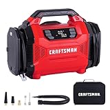 CRAFTSMAN Tire Inflator, Portable Air Compressor 150 PSI, Dual Power 12V DC/120V AC, Auto Shut-Off with Digital Gauge, 2-in-1 Inflator & Blower, LED Light for Car, Bike, and Inflatables (Dual Power)