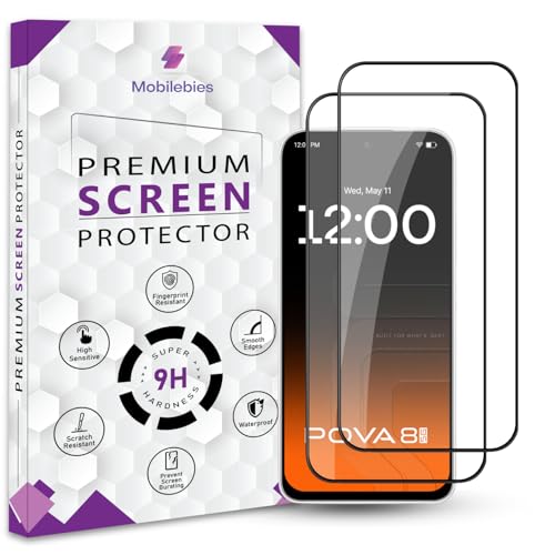 Image of Premium Tempered Glass Screen Protector Guard For Tecno Pova 8 5G (6.76 Inch, Pack of 2) | Edge to Edge Coverage With Easy to installation kit