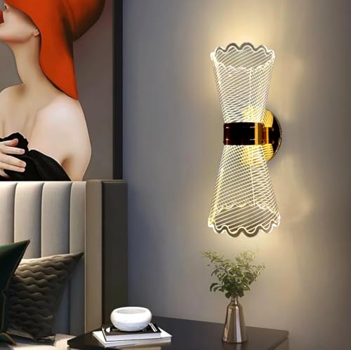 Image of Groeien 12W | 3 Color LED Nordic Sconce TwirlGlow Transparent Indoor Home Acrylic Wall Lamp for Bedroom Living Room Corridor Lighting Fixtures Wall Mount(Warm+Natural+Coolwhite)(TwirlGlow)