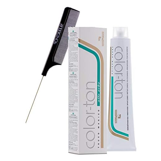 Tocco Magico Color-Ton Alle Erbe Permanent Hair Color Cream (w/Sleek Steel Pin Rat Tail Comb) Haircolor Dye Creme (5N / 5.0 - LIGHT CHESTNUT)